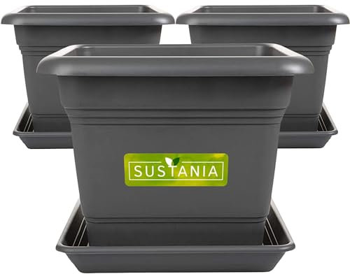2friends Sustania GroÃŸer Pflanzkübel 48x48 für AuÃŸen 3er Set - Wetterfester Blumentopf & Pflanztopf Premium, Ideal Ãœbertopf mit Entwässerung, Garten-Terrasse