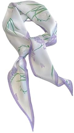 GIMIRO satinscarf 120 cm x 36 cm romb färgglada halsdukar blommig band modetillbehör för hattar, kavajer, blusar, klänningar, kjolar, midjeband, band, violett, 120cm x 36cm