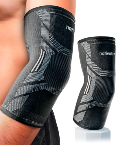 NativoDex armbågsband, tennisarmbandage, män & kvinnor, golfarm | Armbågsbandage för höger och vänster · Armbågsskydd med manschett – Andas för fitness och vardag