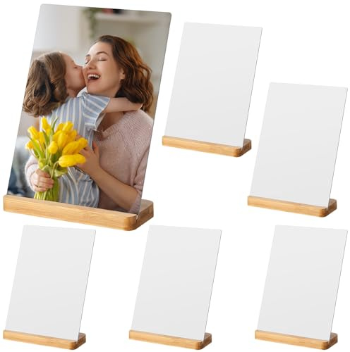 Vercraft 6 Pack Sublimation Photo Frame Blanks Metal Wall Picture with Wood Base DIY Photo Prints for Family Birthday Wedding Holiday Desktop Party Gift Decoration(5×7)