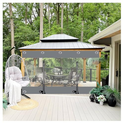 ZXCASDF Rideaux De Bâche Transparente avec Porte À Fermeture Éclair,Panneaux Latéraux De Bâche Imperméable en PVC avec Œillets，Lourd，pour Pergola De Jardin,Patio,Gazebo(H2.9xW8m/H9.5xW26.2ft)