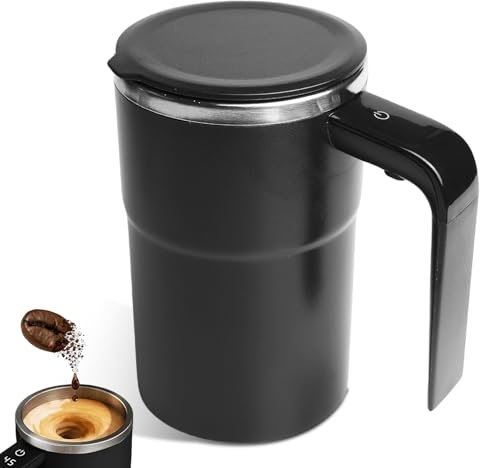 GBKDQQ Smarte 380ml USB Wiederaufladbare Selbstmischende Tasse: Elektrische, Automatische Magnetische Rührtasse Mit LCD-Temperaturanzeige Für Kaffee, Tee, Heiße Schokolade (Schwarz)