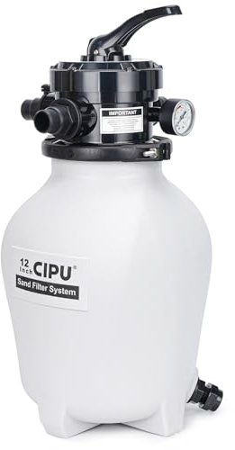 CIPU 12-inch Sand Filter System with 4-Way Valve Easy to Install for Above Ground Swimming Pools