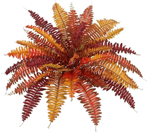 Hollyone Plantas artificiales otoñales helechos para exterior e interior, 65 cm Spread, grandes falsos helechos Boston helechos de otoño para decoración de otoño, jarrón, porche, alféizar de ventana