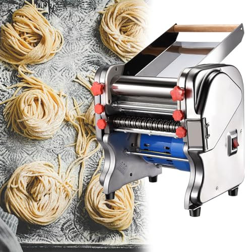 XSDAJSD Máquina para Hacer Pasta eléctrica, prensadora de Masa para Espaguetis, Grosor Ajustable, Acero Inoxidable, 550 W, para Uso doméstico y Familiar