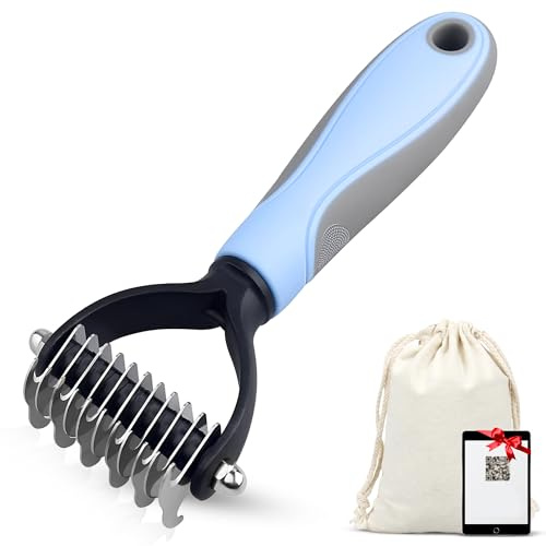 SALVAYRO® Cepillo Deslanador para Perros y Gatos de Pelo Corto y Largo + Bolsa + Guia Digital con Información sobre tus Mascotas, Modo de Empleo... | Elimina Pelo Muerto.