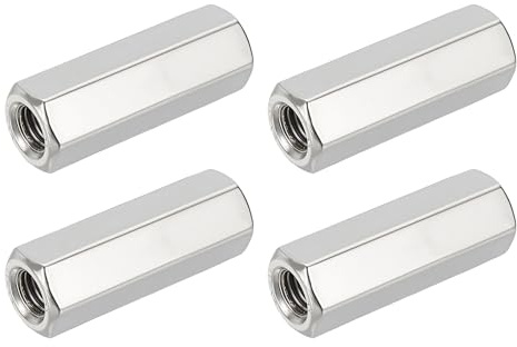 HiPicco 4Pcs Hex Coupling Nuts,M10x1.5-Pitch UNC 45mm/1.77 Length, 304 SS | Rod Coupling Nut, for Threaded Rods & Studs