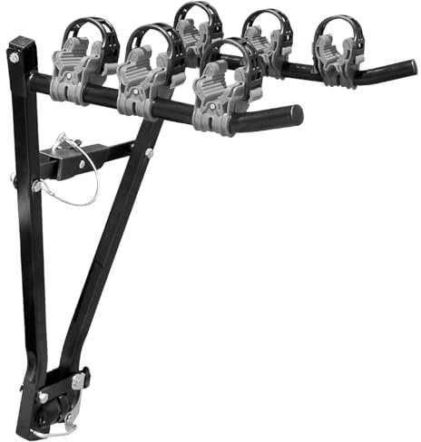 VDP Portabici per gancio di traino – Supporto per 3 biciclette – Portabici auto compatto pieghevole – Supporto frizione auto – Portabici frizione nero – Facile da usare