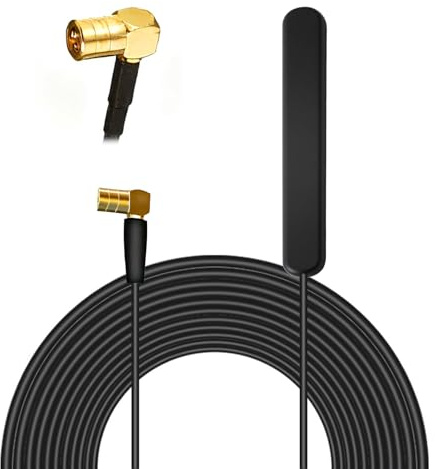 Antena Coche Amplificada Corta Universal, Antena Dab de Radio FM Am Automóvil, Cable de 3M, Conector SMB, Parabrisas y Parche, para Pioneer Kenwood JVC Alpine Clarion de Sintonizador FM