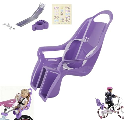 Doll Bike Seat For Girls, Doll Bicycles Seat, Decorative Bike Chair For Dolls With DIY Stickers, Babys Dolls Bicycles Carrier, Bikes Attachment Accessories Fits Plush Toys, Stuffed Animals(Purple)