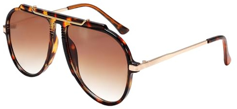 FrostyFlair Vintage Lunettes de Soleil, Lunettes Pilote Rétro Années 70, Lunettes de Soleil Homme Femme, Lunettes Aviateur Métalliques Or pour Tenue de Festival