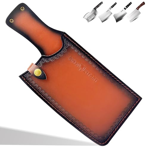 Kitory Funda de Cuero para Cuchillo de 20 cm, Protector para Hacha de Cocina – Funda Práctica para Exteriores, Protege Hojas Fijas y Facilita el Transporte
