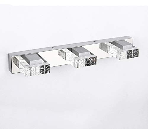Lampe de Miroir LED 9 W, Lampe d'armoire de Miroir de Salle de Bain étanche à l'humidité en Cristal à 3 têtes, Lampe Avant de Miroir en Acier Inoxydable pour Salle de Bain, 3000 K [Classe