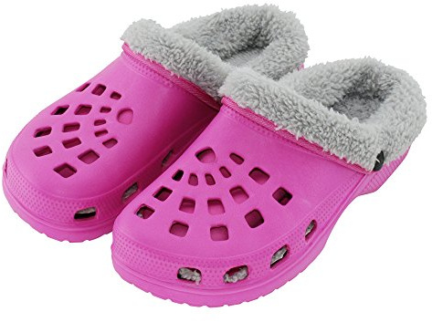 Brandsseller Damsko pantoletter trädgårdssko clog – Uni – fodrad med kontrastinsida, - Rosa grå - 36 EU