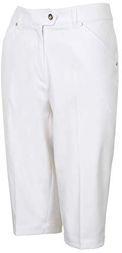 Island Green Golf IGLSHO1681SS Ladies Comfort Fit Stretch Golf Sports Bermuda Shorts, White, Size 10