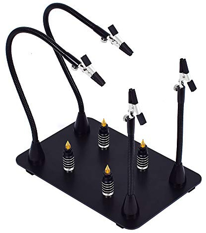 Magnetic Helping Hand, Soldering Helping Hands, 4 PCB Pillars Circuit Board Holder with Flexible Metal Arms Heavy Duty Base Electronic Repair Tool