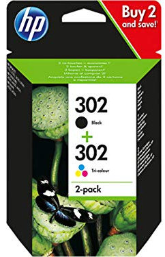 HP Deskjet 3632 Original Druckerpatronen Tinte Patrone HP302 Multipack F6U65AE Tintenpatronen Set X4D37AE 1x Black F6U66AE 1x Color F6U65AE