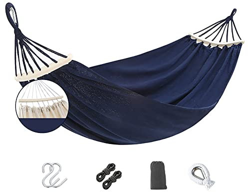 Amaca in tela spessa resistente con barre spalmatrici e nodo in metallo robusto, amaca da esterno include borsa da trasporto portatile, perfetta per patio, cortile, spiaggia, campeggio.