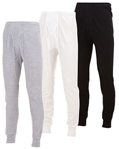 Mens Thermal Long John Pants - Thermal Bottom Base Layer for Tshirts & Jackets - Lightweight Thermal Underwear Mens - 3 Pack