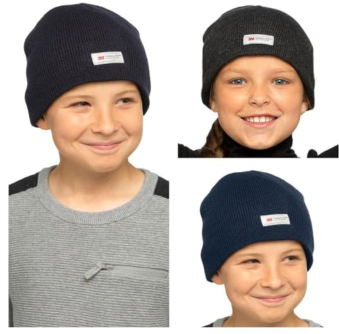 A2Z 4 Kids Pack of 3 Girls Boys Hat Thinsulate Knitted Beanie - Hat KH023 3 Pack 11-13