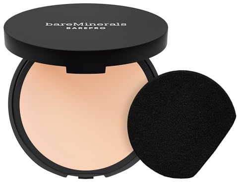 bareMinerals BAREPRO Skin-Perfecting Powder Foundation - Mattierende Kompaktpuder-Foundation mit voller Deckkraft, pflanzlichem Squalan, talkfrei, ölkontrollierend, vegan