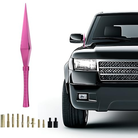 Dart-Shaped Car Antenna for SUV/Truck/Jeep|High-Gloss Finish | Aircraft Aluminum & Anti-Corrosion Coating | Weatherproof Design | Enhanced AM/FM Reception -20cm (Rose)