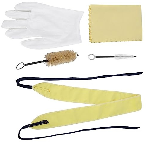 RiToEasysports HighQuality Trumpet Cleaning Set 2 Brushes 2 Cloths Gloves Complete Maintenance Kit for Musicians