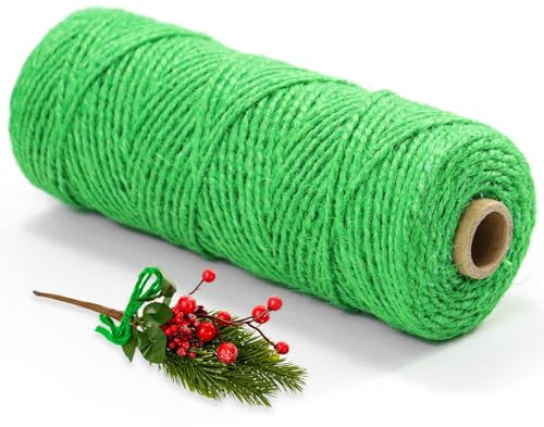 Corda Juta Verde 200m x 2mm – Spago da Giardino Resistente in Fibra Naturale, Lega Piante, Decorazioni Fiori e Progetti Fai da Te