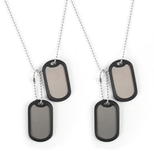 Nextpal 2-Piece Personalized Dog Tags, Army Dog Tags Stainless Steel Labels Military Set Suitable for Animals Lovers, Pet Fashion Style Cosplay Accessories DIY Pet Name Labels