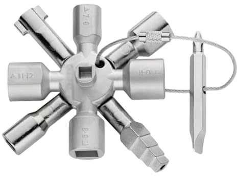 XoeLLe Chiave universale per armadio elettrico, chiave quadra, chiave a croce, chiave da costruzione, 10 in 1, chiave universale per armadi elettrici per sistemi di chiusura comuni per accessori