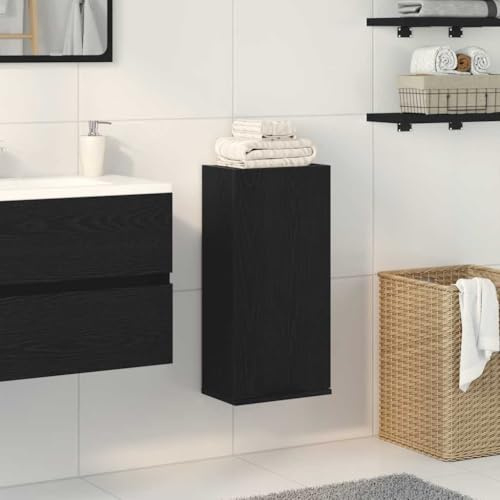 Mhdvray Armadio da parete in rovere nero, 32 x 20 x 67 cm, con materiale in legno, per piccoli bagni, sottile armadietto medico, salvaspazio