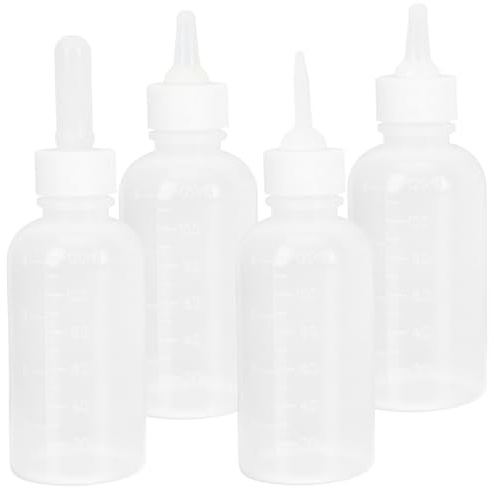 Tofficu Lot de 4 Biberons pour Chatons et Agneaux 120Ml en Plastique Blanc, Faciles à Transporter et Résistants, pour Alimenter Bébés Animaux
