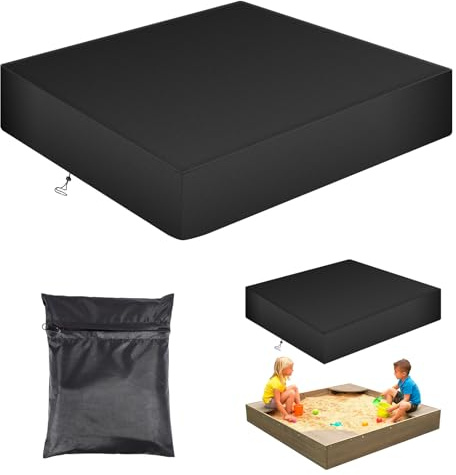 Novelfun Telone di copertura per sabbiera resistente ai raggi UV, con tasche, impermeabile, per sabbiera quadrata, 205 x 205 x 205 x 20 cm