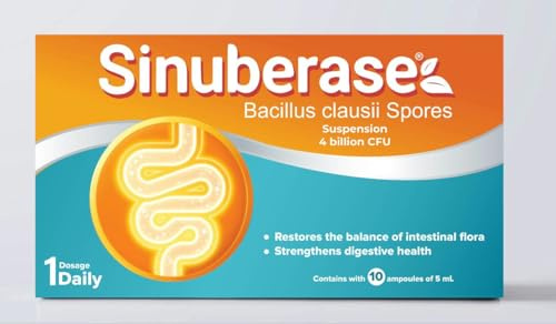 Sinuberase Bacillus clausii Probiotic Supplement – Oral Suspension, 4 Billion CFU per Serving, 10 Single-Dose Vials