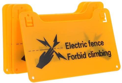 SKISUNO Cartelli di Avvertimento Recinzione Elettrica Angoli Arrotondati 4 Pezzi in Pvc Giallo Sicurezza ad Alta Tensione per Montaggio su Pali e Cancelli