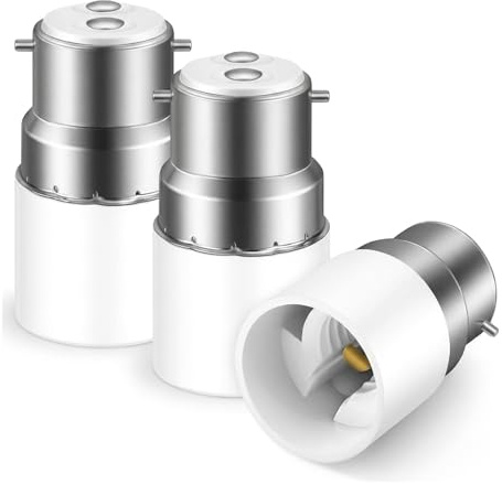 Xiciki B22 to E14 Bayonet to Screw Light Bulb Adaptor, Socket Converter | 3Pcs, BC to SES, Bayonet Light Fitting to Edison Screw Lamp Base Adapter, Heat Resistant, for LED CFL Halogen Bulbs