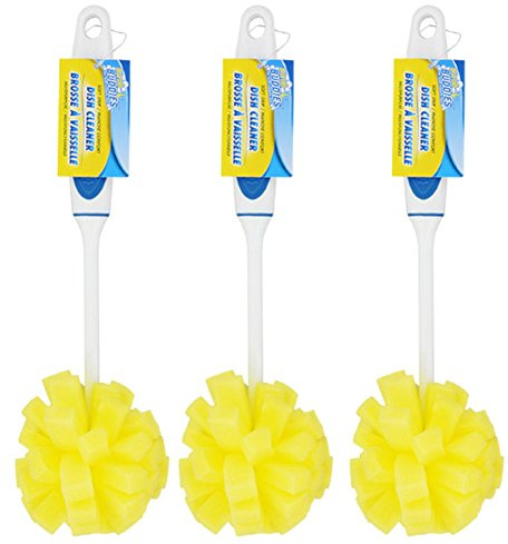 Scrub Buddies Dishwashing Foam Sponges with Handles Bottle/Glass Scrubbers 3Pack
