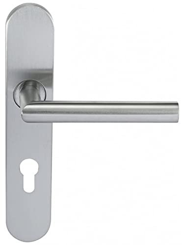 Paire de Poignées de porte KLOSE besser Inox 304 sur Plaque Noémie vif - Trou Cylindre