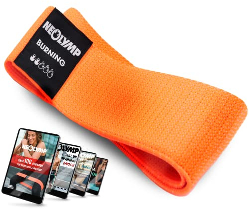 NEOLYMP Bandes de Fitness Courtes en Tissu avec e-Book - Bandes de résistance lavables pour Femmes et Hommes, Booty Band pour l’entraînement Musculaire, fessiers et Jambes (légère)
