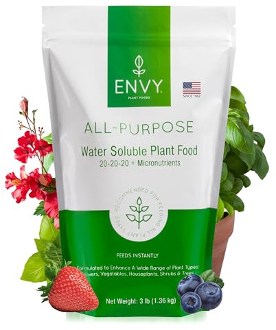 ENVY All-Purpose Plant Fertilizer, 3 Pound - Makes 300 Gallons, for Indoor and Outdoor Plants, Pet Safe, Water Soluble, Made in USA