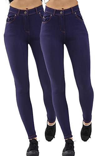 GW CLASSY OUTFIT Lot de 2 jeggings pour femme - Coupe ajustée - Coupe ajustée - Longueur cheville - Tailles 36 - 38 - 40 - 42 - 44 - 46, 2 x bleu marine, 36-38