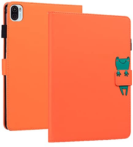 Rosbtib Funda para Xiaomi Mi Pad 5/ Mi Pad 5 Pro 5G 11 Pulgada 2021, Flip Cover con Función de Soporte PU + TPU Cuero Case Cover Patrón de Dibujos Animados - Rana Naranja
