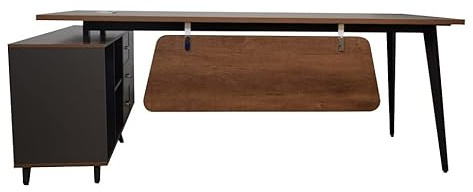 Jet-Line | Schreibtisch | Büro | San Paulo | rechts | 2.0 m | Winkel Schreibtisch | Büromöbel | Arbeitstisch | anthrazit Nussbaum | Winkelschreibtisch