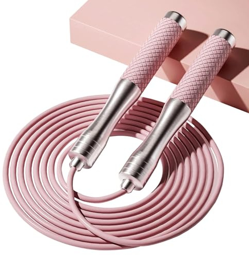 𝐒𝐩𝐞𝐞𝐝 𝐉𝐮𝐦𝐩 𝐑𝐨𝐩𝐞 𝐟𝐨𝐫 𝐅𝐢𝐭𝐧𝐞𝐬𝐬 - Skipping Rope for Women Men Exercise with Adjustable Length Jumping Rope and Alloy & Silicone Handles Suitable for Workout Boxing Home Gym