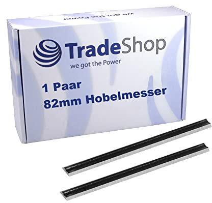 Trade-Shop 2 lames de rabot HSS de 82 mm, compatibles avec Bosch, Makita, Hitachi, Ryobi, ELU, Black & Decker, AEG, Einhell, DeWalt et de nombreux autres raboteuses électriques