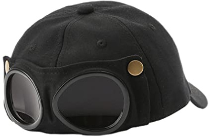 Casquette Pilote Avec Lunettes de Soleil - Visière Hip Hop Pour Hommes et Femmes - Noire