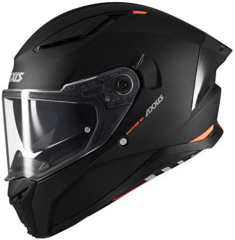 AXXIS Panther SV Solid Negro Mate - Casco de Moto Integral con Visor Solar, para Hombre y Mujer, Homologado ECE 22.06 (M)