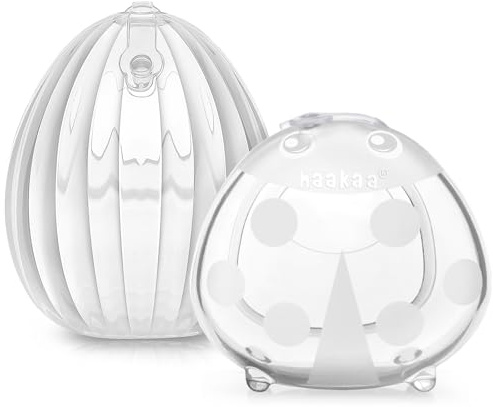 haakaa Shell Pump & Ladybug Milk Collector Combo, Hans-Free Wearable Breast Pump and Passive Breastmilk Cather,Silicone Nipple Shiels for Breastfeeding Mom，75ml /2.5oz