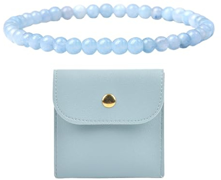 Bracelet de Perles en Pierre Bleu - Tendance et Polyvalent, Simple pour Femme avec Sac à Bijoux