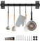 volumoon Küche Hakenleiste mit 5 Haken, Hakenleiste Küche Schwarz 30 cm, Hängeleiste Küchenreling ohne Bohren, Küchenutensilienhalter Wand, Hängeleiste Küchenreling für Küchen & Badezimmer